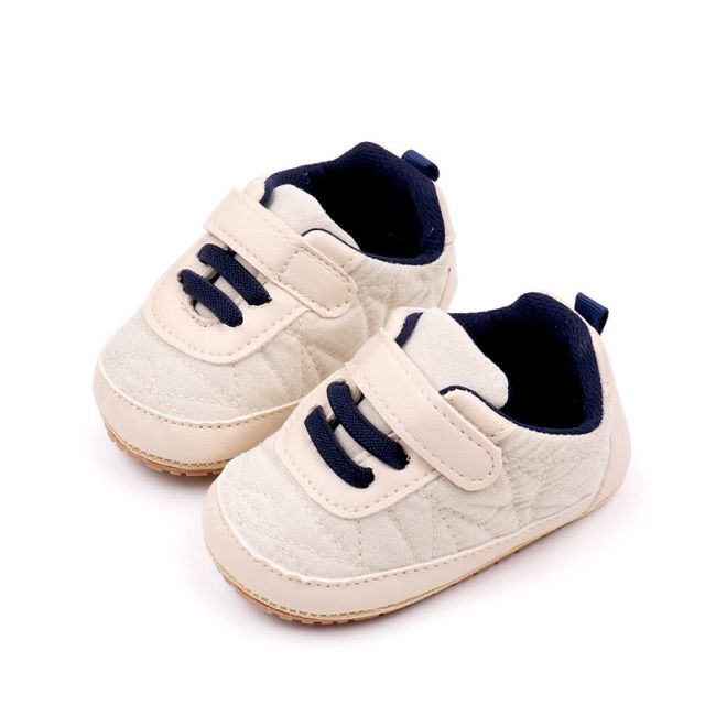 Pantofiori crem cu sireturi bleumarine pentru baietei mdbnb3102-1-p3