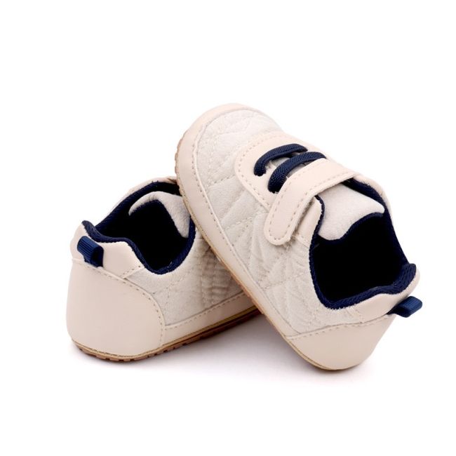 Pantofiori crem cu sireturi bleumarine pentru baietei mdbnb3102-1-p3