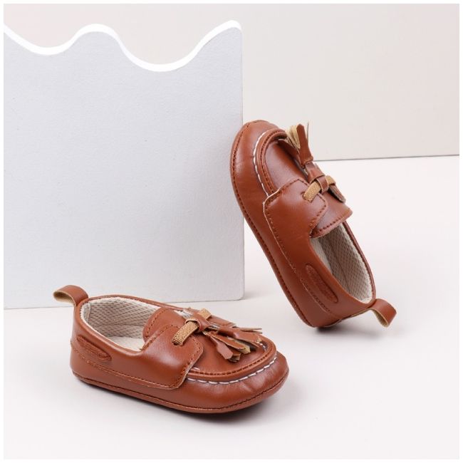 Pantofiori maro tip mocasini cu ciucurasi csbbw3238-1-sa3