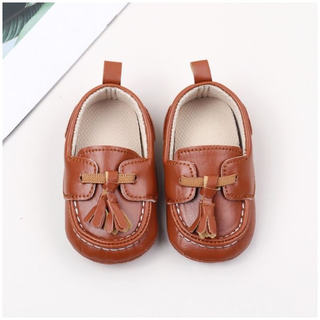 Pantofiori maro tip mocasini cu ciucurasi csbbw3238-1-sa3