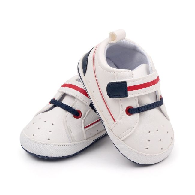 Tenisi albi cu insertii bleumarine pentru bebelusi mdbmh3013-2-p3