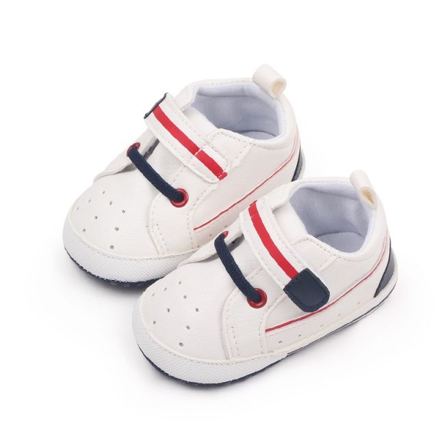 Tenisi albi cu insertii bleumarine pentru bebelusi mdbmh3013-2-p3