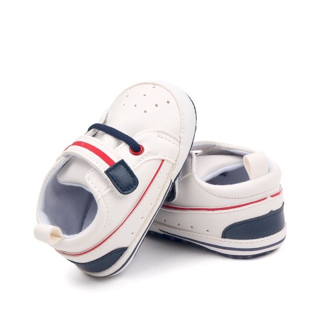 Tenisi albi cu insertii bleumarine pentru bebelusi mdbmh3013-2-p3