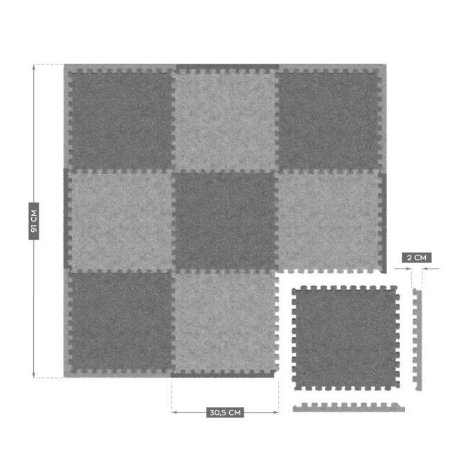 Covor din spuma pentru copii tip puzzle antiderapant si termoizolant,acoperit cu plus moale, 119x119 cm, gioco 45, 21 piese,1 cm grosime, en 71-1/en 71-2/en 71-3, ce lvtk5903796015355