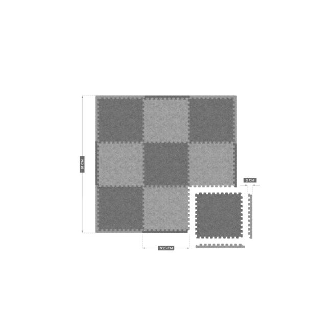 Covor din spuma pentru copii tip puzzle antiderapant si termoizolant,acoperit cu plus moale, 119x119 cm, gioco 45, 21 piese,1 cm grosime, en 71-1/en 71-2/en 71-3, ce lvtk5903796015355