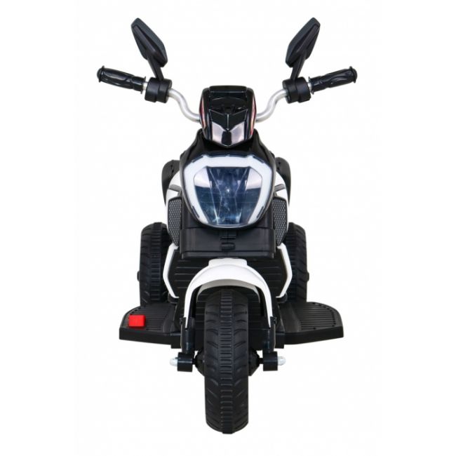 Motocicleta electrica fast tourist, roti din plastic, scaun tapitat, 83x35x63 cm, putere 18w - alb edeedipa.blj818.bia