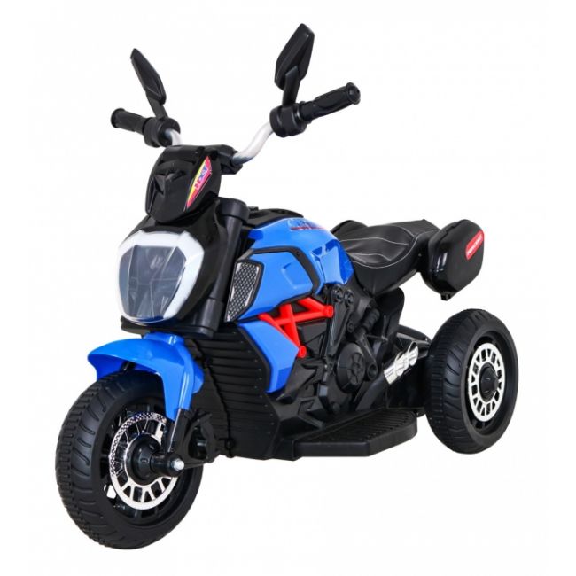 Motocicleta electrica fast tourist, roti din plastic, scaun tapitat, 83x35x63 cm, putere 18w - albastru edeedipa.blj818.nie