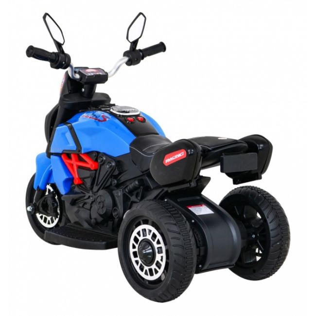 Motocicleta electrica fast tourist, roti din plastic, scaun tapitat, 83x35x63 cm, putere 18w - albastru edeedipa.blj818.nie