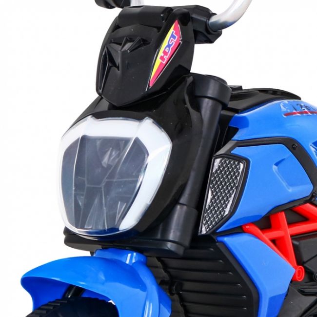 Motocicleta electrica fast tourist, roti din plastic, scaun tapitat, 83x35x63 cm, putere 18w - albastru edeedipa.blj818.nie