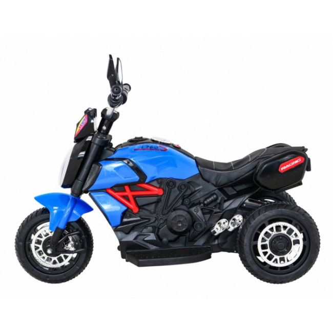 Motocicleta electrica fast tourist, roti din plastic, scaun tapitat, 83x35x63 cm, putere 18w - albastru edeedipa.blj818.nie