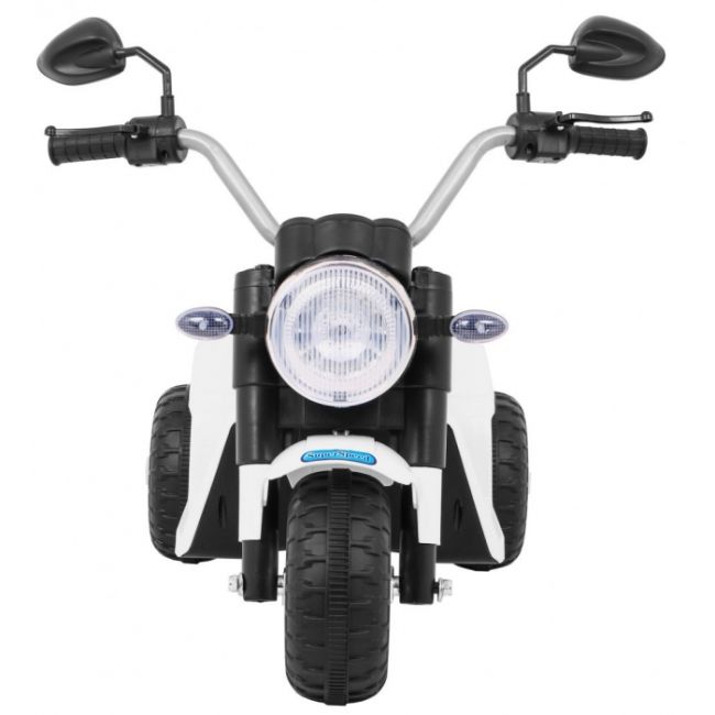 Motocicleta electrica minibike, roti din plastic, scaun tapitat, 71x53x57 cm, putere 6v - alb edeedipa.jc916.bia