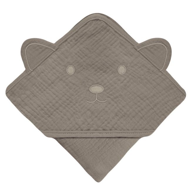 Prosop de baie, Lionelo, Cu gluga, Din muselina, 100% bumbac, 80x80 cm, Absorbtie eficienta, Bej inchis BYNLO-MUSLIN_HOODED_TOWEL_BEIGE_CAPPUCCINO