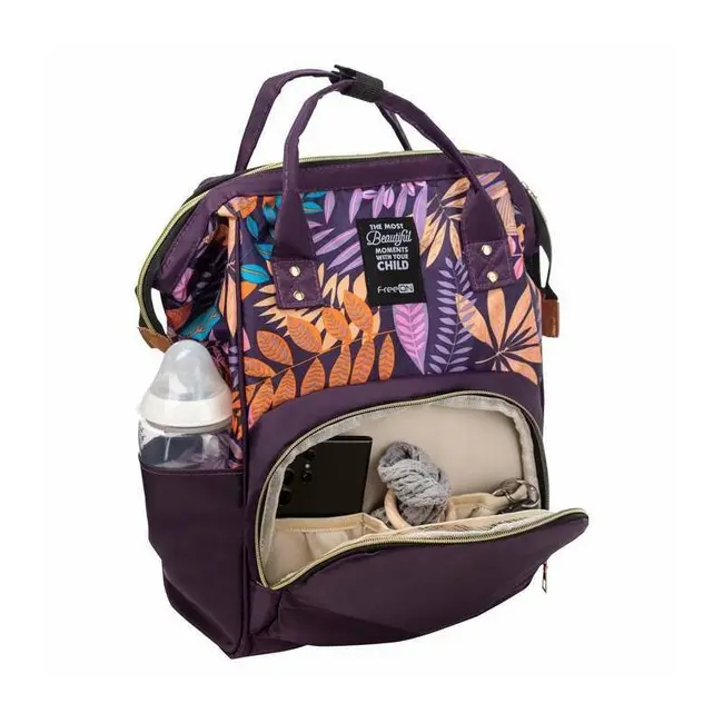 Rucsac pentru mamici, Simply, Cu multiple compartimente, FreeON, 25 x 16 x 40cm, Black BYN49089