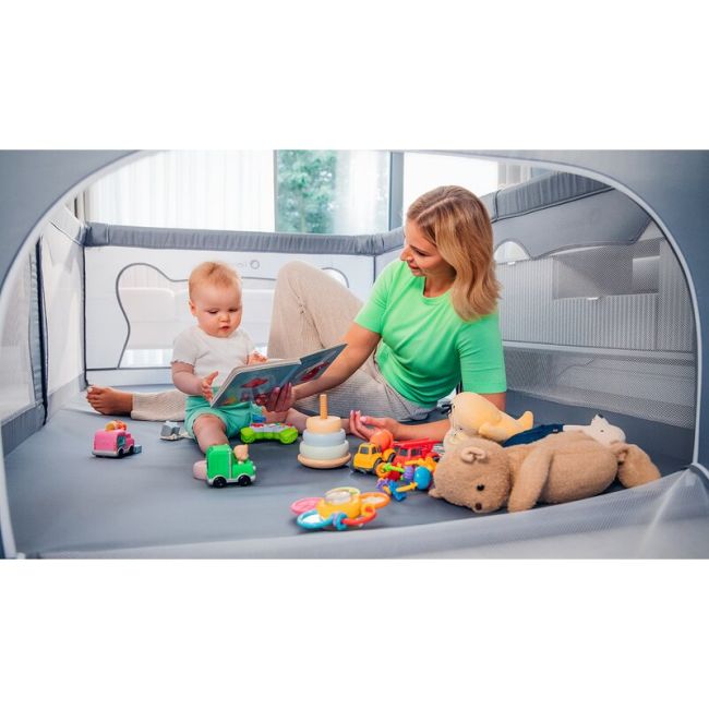Tarc de joaca copii, Lionelo, Willow, 127 x 187 cm, Pliere compacta, Include geanta de transport, Din plasa, Cu doua intrari laterale si fermoar, Cu ventuze pentru stabilitate, Conform cu EN 12227:2010, Bej BYNLO-WILLOW_BEIGE_SAND