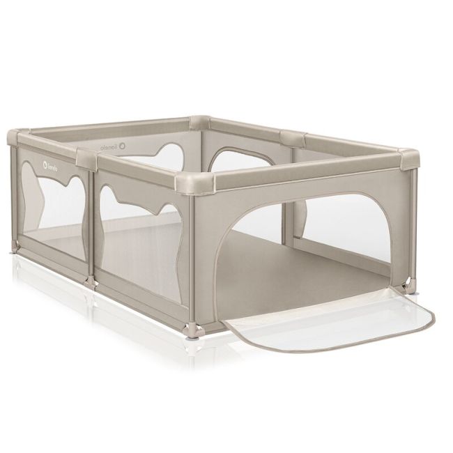 Tarc de joaca copii, Lionelo, Willow, 127 x 187 cm, Pliere compacta, Include geanta de transport, Din plasa, Cu doua intrari laterale si fermoar, Cu ventuze pentru stabilitate, Conform cu EN 12227:2010, Bej BYNLO-WILLOW_BEIGE_SAND