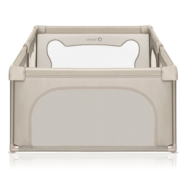Tarc de joaca copii, Lionelo, Willow, 127 x 187 cm, Pliere compacta, Include geanta de transport, Din plasa, Cu doua intrari laterale si fermoar, Cu ventuze pentru stabilitate, Conform cu EN 12227:2010, Bej BYNLO-WILLOW_BEIGE_SAND