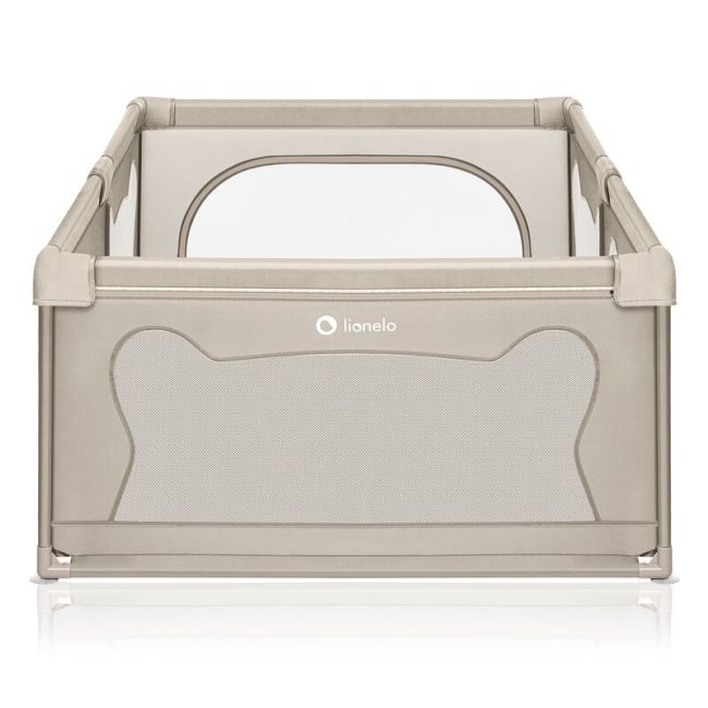 Tarc de joaca copii, Lionelo, Willow, 127 x 187 cm, Pliere compacta, Include geanta de transport, Din plasa, Cu doua intrari laterale si fermoar, Cu ventuze pentru stabilitate, Conform cu EN 12227:2010, Bej BYNLO-WILLOW_BEIGE_SAND