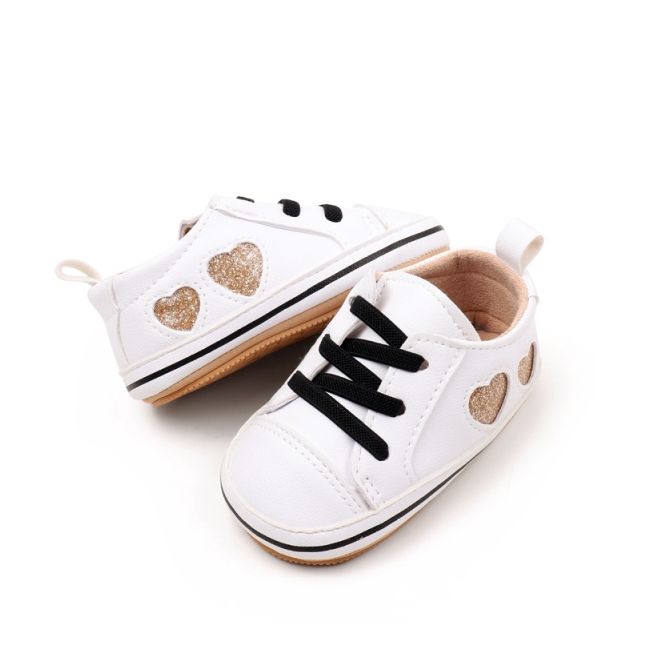 Tenisi albi pentru fetite - glitter hearts mdbxc4018-3-c5