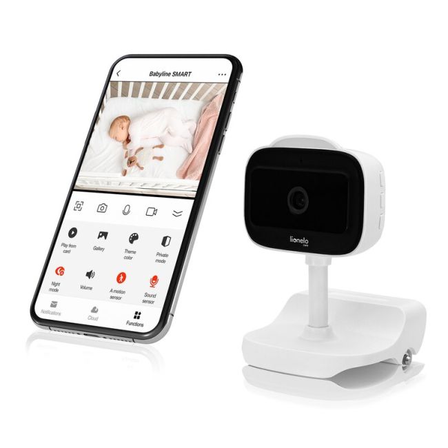 Video monitor, Lionelo, Babyline Go, Cu aplicatia dedicata Lionelo Smart, Mod de noapte 8m, Cu functie de iluminare, Pana la 5h functionare wireless, Comunicare bidirectionala, Rotatie 180 grade, Alb BYNLOC-BABYLINE_GO