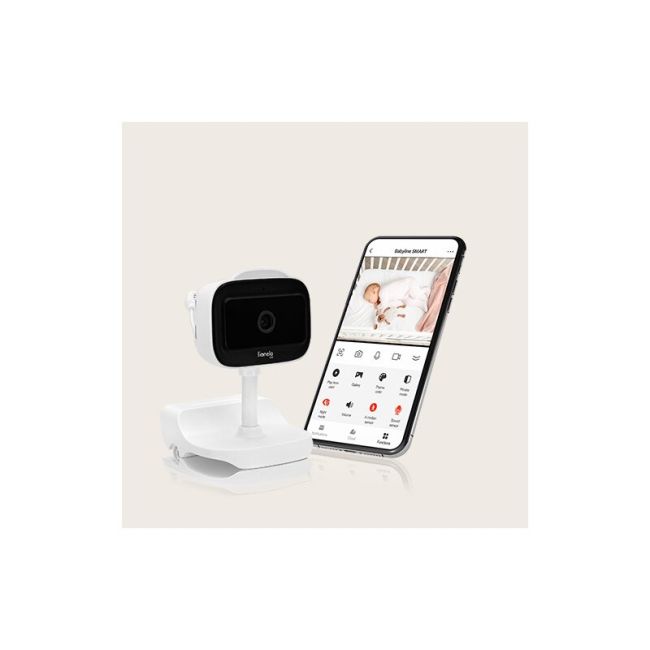Video monitor, Lionelo, Babyline Go, Cu aplicatia dedicata Lionelo Smart, Mod de noapte 8m, Cu functie de iluminare, Pana la 5h functionare wireless, Comunicare bidirectionala, Rotatie 180 grade, Alb BYNLOC-BABYLINE_GO