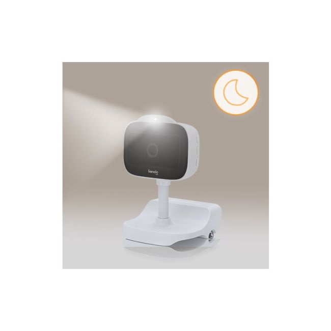 Video monitor, Lionelo, Babyline Go, Cu aplicatia dedicata Lionelo Smart, Mod de noapte 8m, Cu functie de iluminare, Pana la 5h functionare wireless, Comunicare bidirectionala, Rotatie 180 grade, Alb BYNLOC-BABYLINE_GO