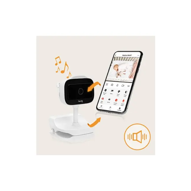 Video monitor, Lionelo, Babyline Go, Cu aplicatia dedicata Lionelo Smart, Mod de noapte 8m, Cu functie de iluminare, Pana la 5h functionare wireless, Comunicare bidirectionala, Rotatie 180 grade, Alb BYNLOC-BABYLINE_GO