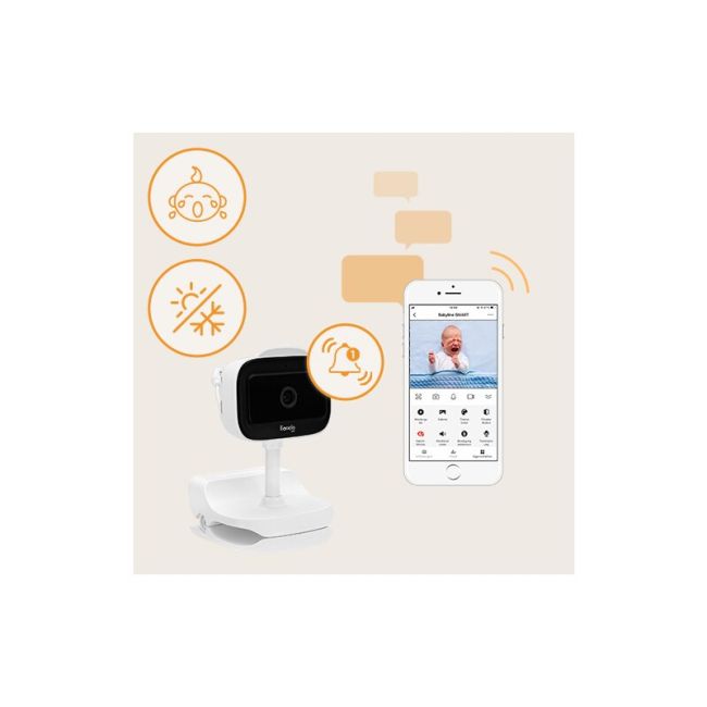Video monitor, Lionelo, Babyline Go, Cu aplicatia dedicata Lionelo Smart, Mod de noapte 8m, Cu functie de iluminare, Pana la 5h functionare wireless, Comunicare bidirectionala, Rotatie 180 grade, Alb BYNLOC-BABYLINE_GO