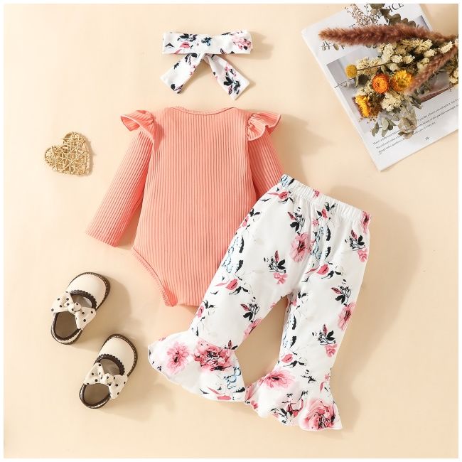 Compleu cu body roz somon si pantaloni evazati mdhmm-310-de4