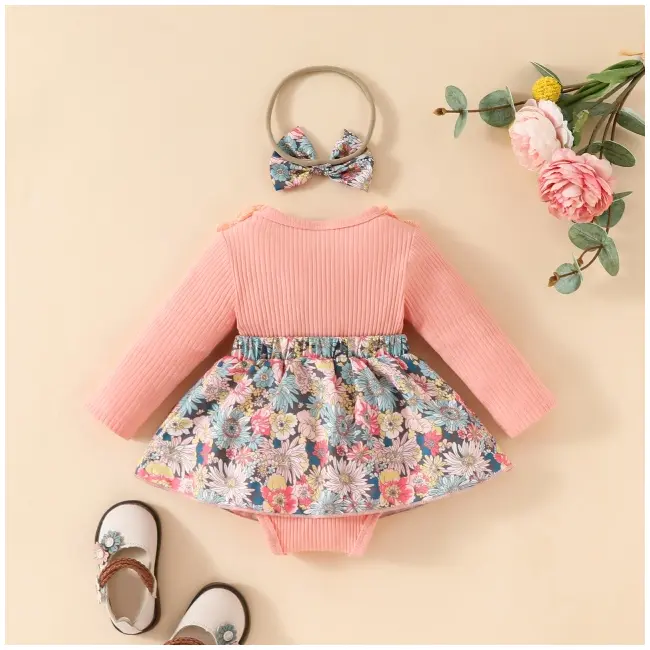 Rochita body roz somon - flowers mbhmm-275-r2