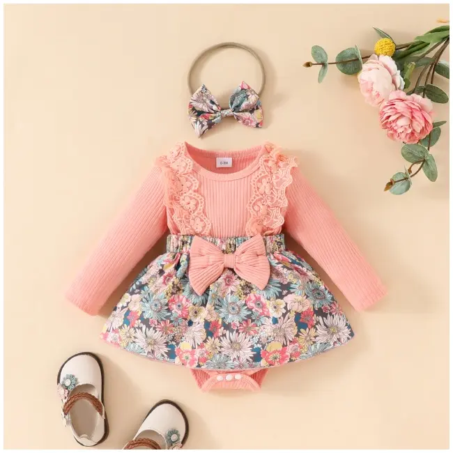 Rochita body roz somon - flowers mbhmm-275-r2