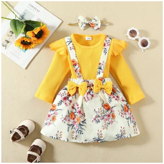 Sarafan cu body galben - little flowers mbhmm-319-de3
