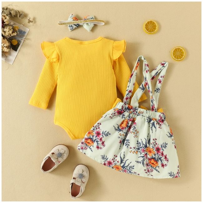 Sarafan cu body galben - little flowers mbhmm-319-de3
