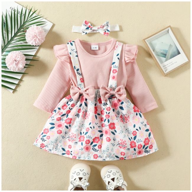 Sarafan cu body roz pudra - little flowers mdhmm-314-de3