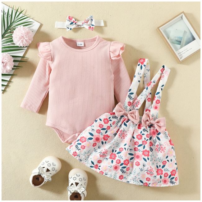 Sarafan cu body roz pudra - little flowers mdhmm-314-de3