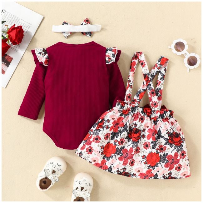 Sarafan cu body visiniu - little flowers cshmm-315-r2