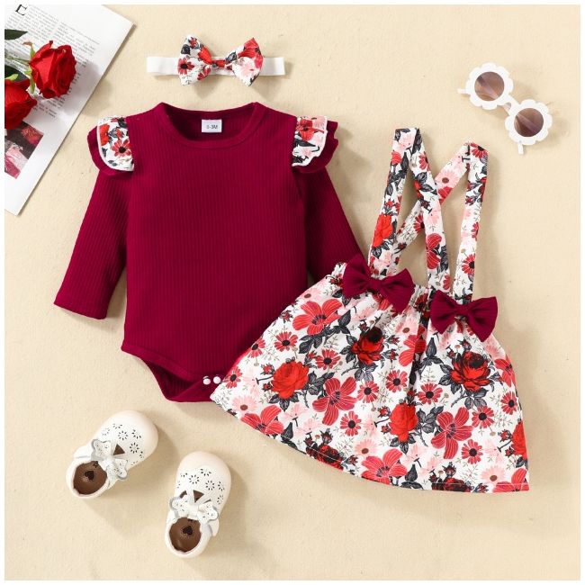 Sarafan cu body visiniu - little flowers cshmm-315-r2