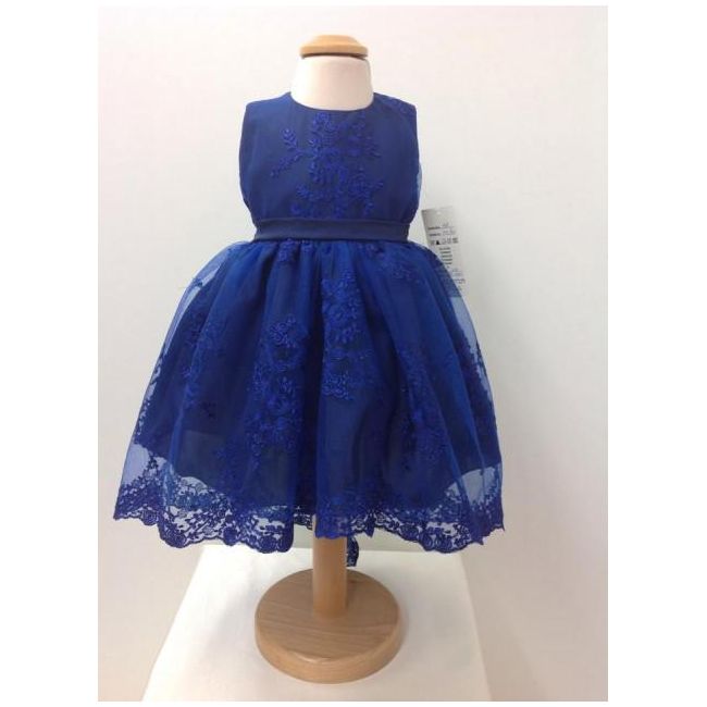 Rochita cu broderie albastra de botez pentru bebeluse Blue Princess - SNB11