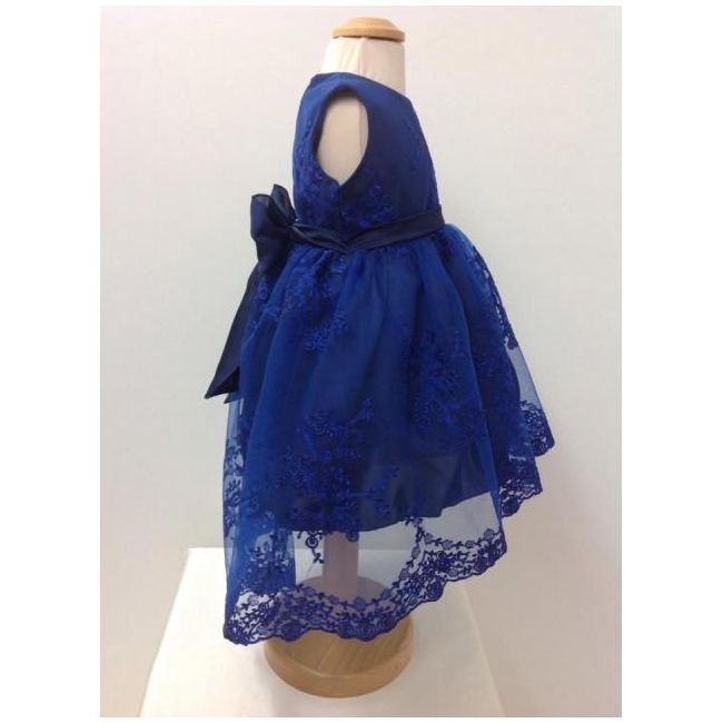 Rochita cu broderie albastra de botez pentru bebeluse Blue Princess - SNB11