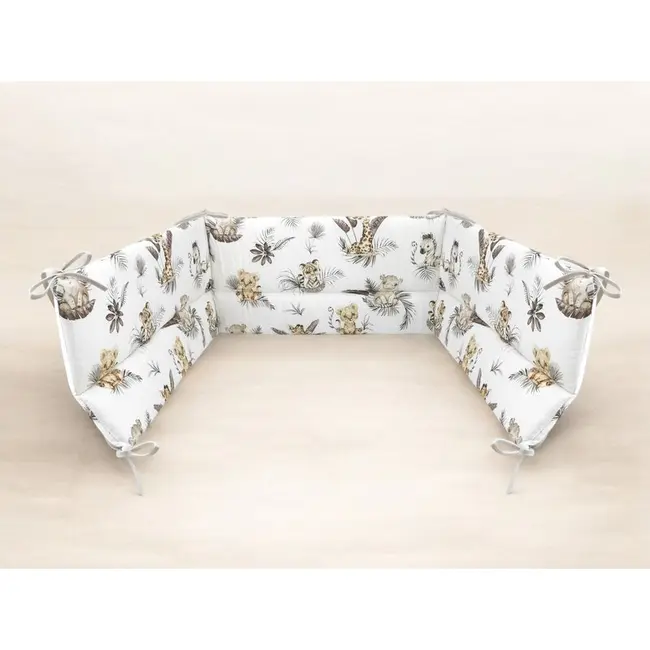 Aparatoare pentru patut, MimiNu, Din bumbac certificat Oeko Tex Standard 100, 180x30 cm, Cu panglici, Savanna BYN6426972025706