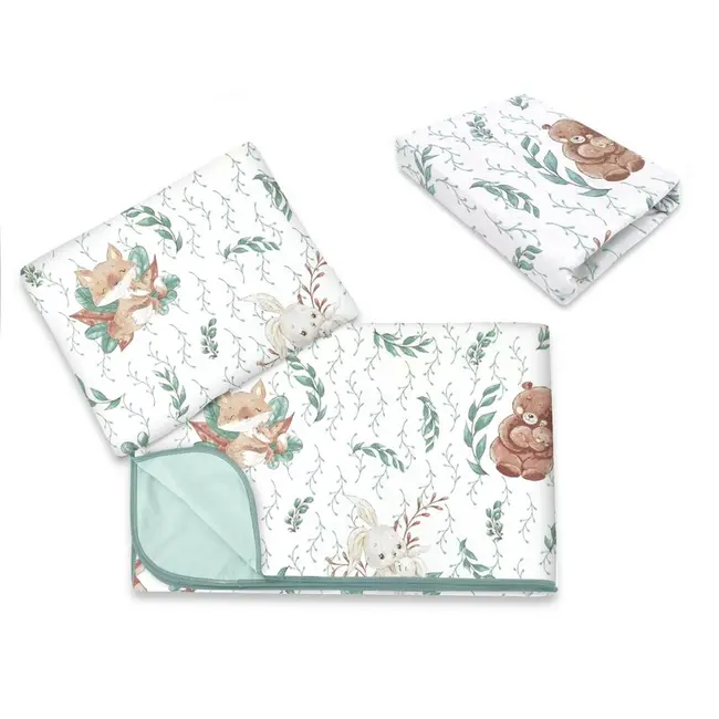 Lenjerie patut cu 3 piese, MimiNu, Cu cearceaf 120x60 cm, Din bumbac certificat Oeko Tex Standard 100, Cu paturica si pernuta, Lulu Natural BYN6426972025829