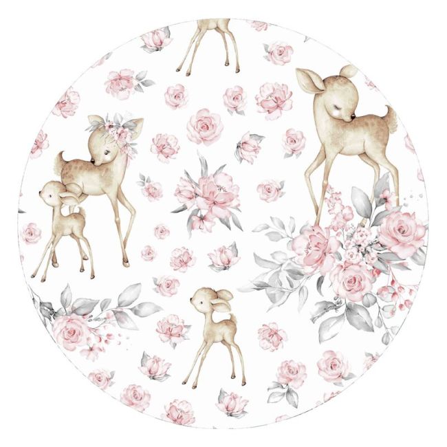 Lenjerie patut cu 3 piese, MimiNu, Cu cearceaf 120x60 cm, Din bumbac certificat Oeko Tex Standard 100, Cu paturica si pernuta, Sweet Deer Pink BYN6426972025881