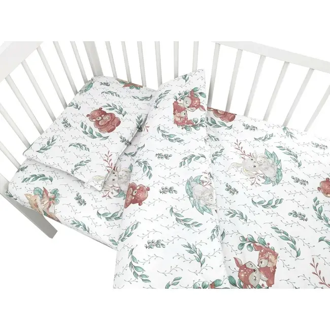 Lenjerie patut cu 5 piese, MimiNu, Cu cearceaf 120x60 cm, Pilota, Pernuta, 2 aparatori, Din bumbac certificat Oeko Tex Standard 100, Lulu Natural BYN6426972026178