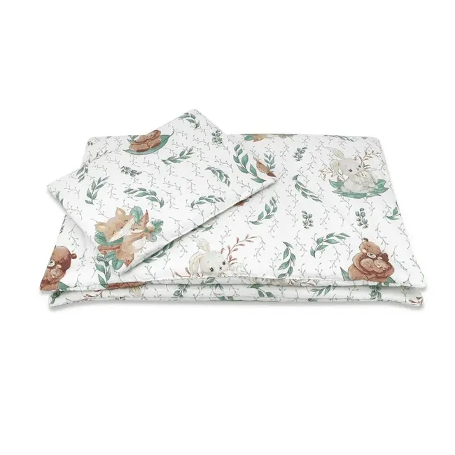 Lenjerie patut cu 5 piese, MimiNu, Cu cearceaf 120x60 cm, Pilota, Pernuta, 2 aparatori, Din bumbac certificat Oeko Tex Standard 100, Lulu Natural BYN6426972026178