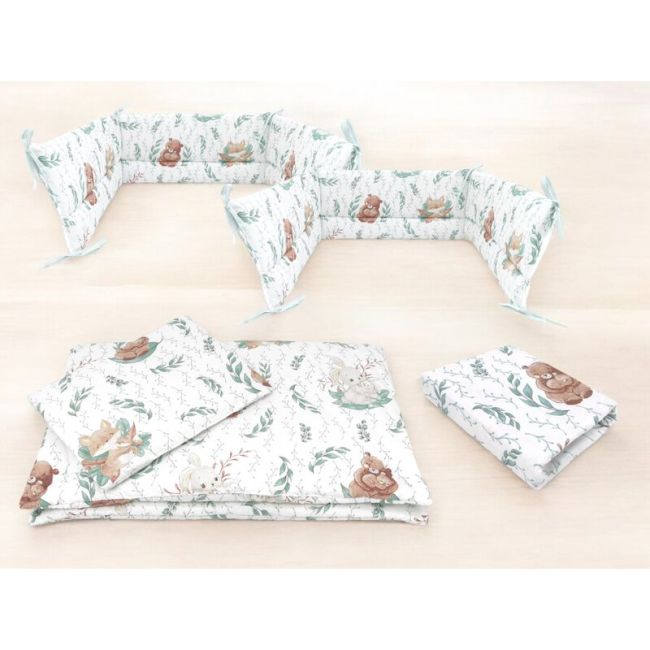 Lenjerie patut cu 5 piese, MimiNu, Cu cearceaf 120x60 cm, Pilota, Pernuta, 2 aparatori, Din bumbac certificat Oeko Tex Standard 100, Lulu Natural BYN6426972026178