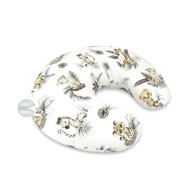 Perna pentru alaptat, MimiNu, Din bumbac certificat Oeko Tex Standard 100, Cu husa detasabila, Cu fermoar securizat, Circumferinta 155 cm, Savanna BYN6426972025713