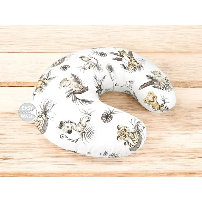 Perna pentru alaptat, MimiNu, Din bumbac certificat Oeko Tex Standard 100, Cu husa detasabila, Cu fermoar securizat, Circumferinta 155 cm, Savanna BYN6426972025713