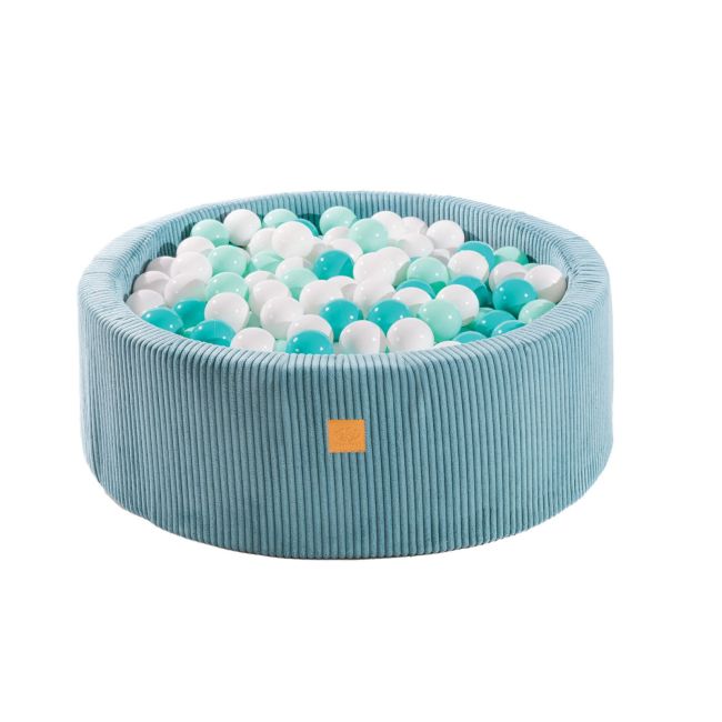 Piscina Uscata Cu 200 De Bile 7cm (alb Mint Turcoaz) Meowbaby   Aesthetic, 90x30 Cm, Premium Velur Reiat   Corduroy Turcoaz Pjbbsat9003