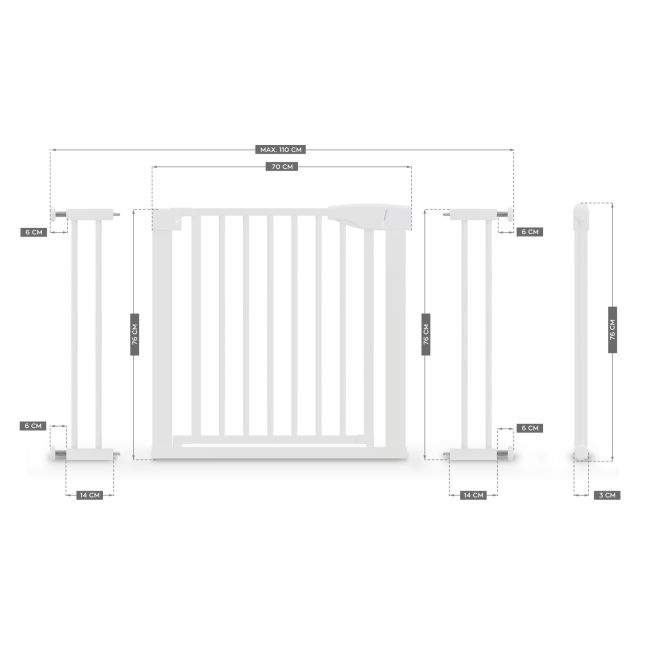 Poarta de siguranta extensibila cu montare prin presiune 75 - 110 cm guardian 3.5, inchidere automata, se deschidere in ambele directii, en 1930:2011, alb lvtk5903796013863
