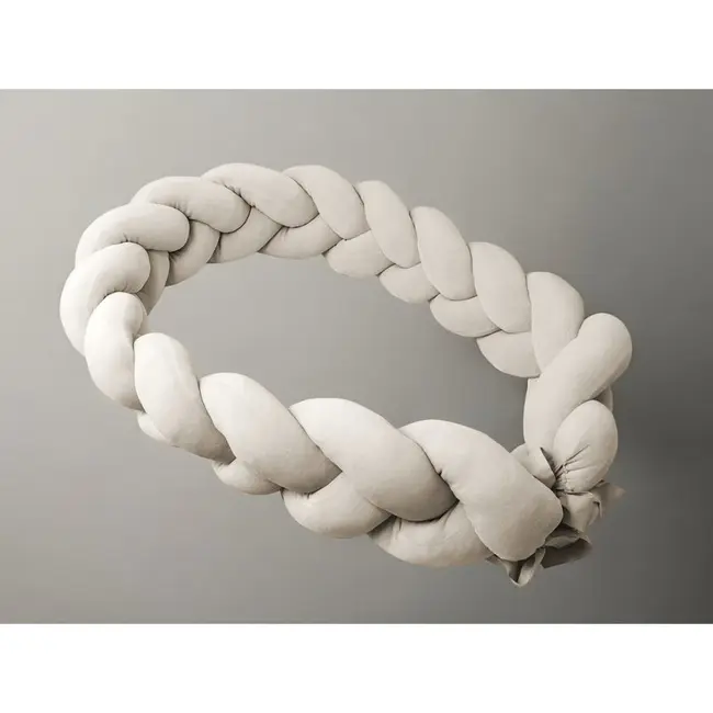 Protectie laterala, MimiNu, Pentru patut, Tip Bumper impletit, Din catifea, 240x23 cm, Soft, Beige BYN6426972026154