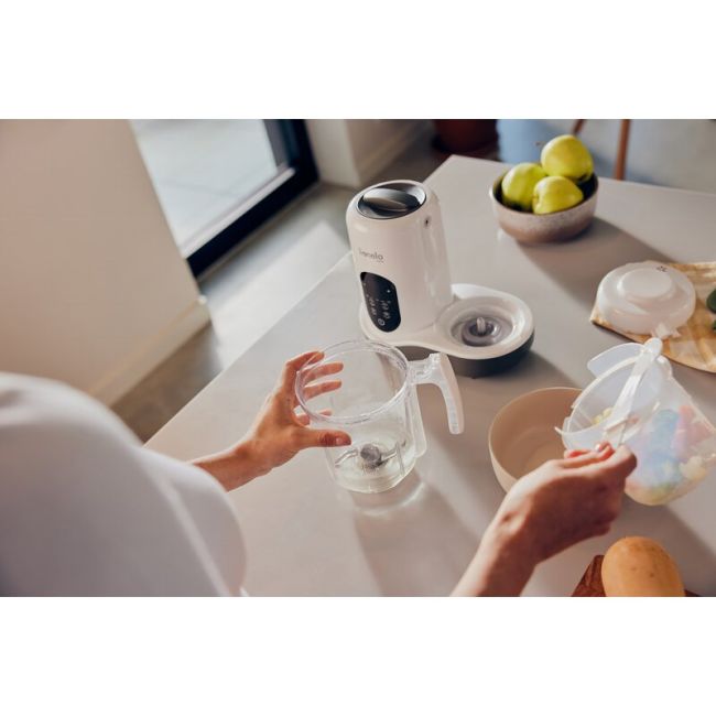 Aparat de gatit, Lionelo, BabyMenu, 5 in 1, Cu functii de gatire la abur, dezghetare, amestecare, incalzire si sterilizare, Cu recipient din tritan, Include meniu cu retete, Personalizare setari, Alb BYNLOC-BABYMENU